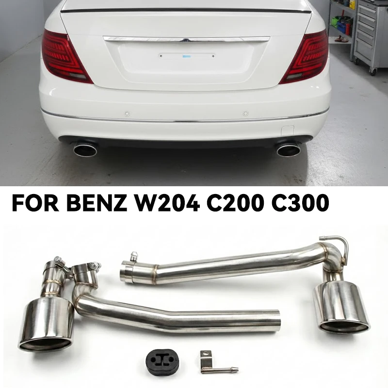 

Double Car Exhaust Tip For Benz W204 C200 C300 C180 C260 UP C63 Look Stainless Steel Muffler Tip Tailpipe Nozzle Tuning