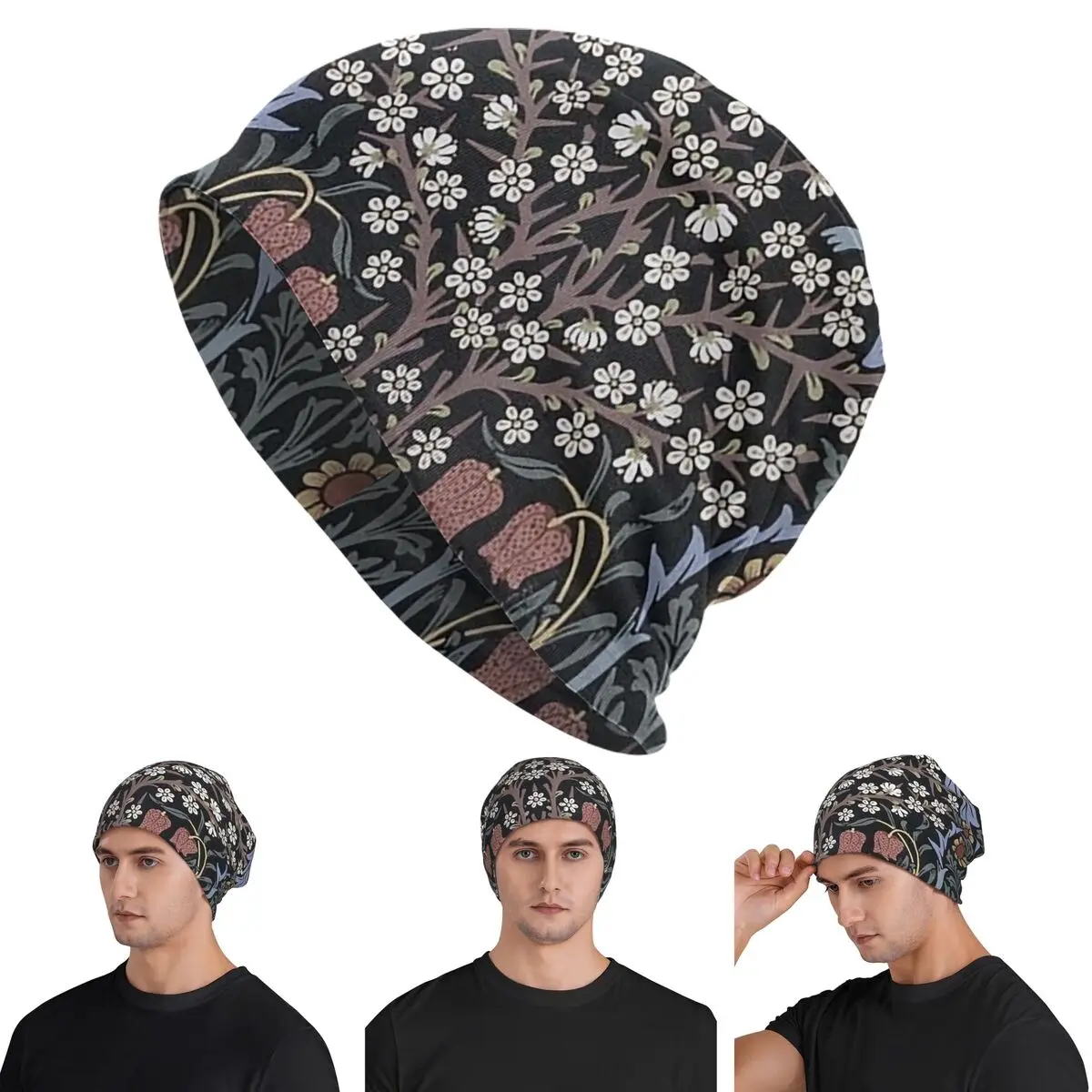 

William Morris - Blackthorn Skullies Beanies Hats Warm Autumn Winter Outdoor Cap Knitted Bonnet Caps for Unisex Adult