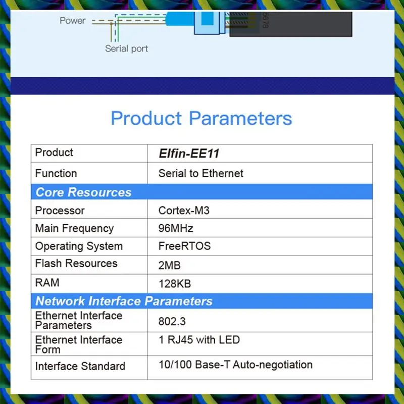Daily Serial Port RS485 To Ethernet Device IOT Server Module Elfin-EE11A Support Modbus TCP Protocol