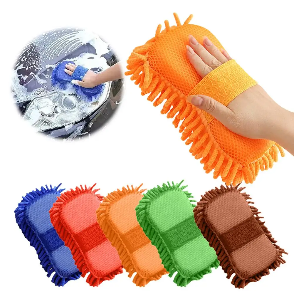 Premium Chenille Microfiber Car Wash Mitten Scratch-Free Cleaning Car Absorbent Sponge Care Towel Car Washing Ultra Glove W4Y2