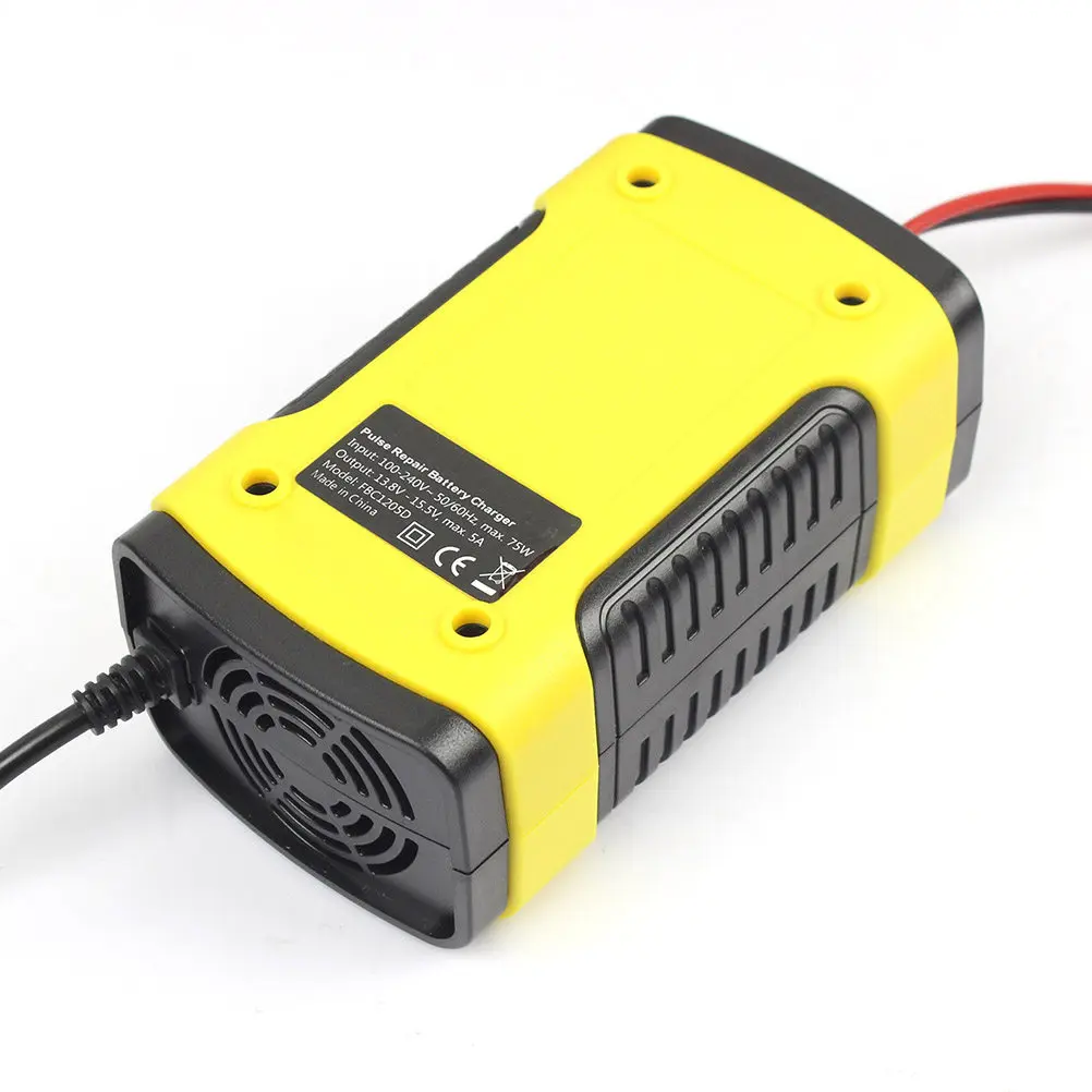 

12V Smart Battery Charger Lightweight Compact Portable Car Motorcycle Auto US Plug Constant Current Safety Charge