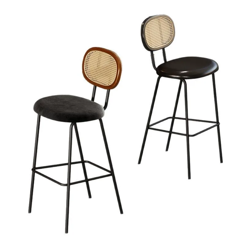 Nordic simple backrest high stool casual bar cafe retro bar front desk chair