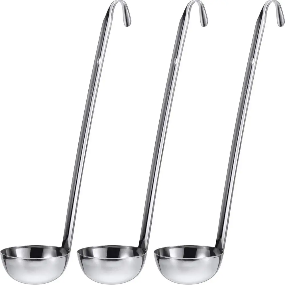 

Stainless Steel Soup Ladle with Pouring Rim for Kitchen Cooking and Serving