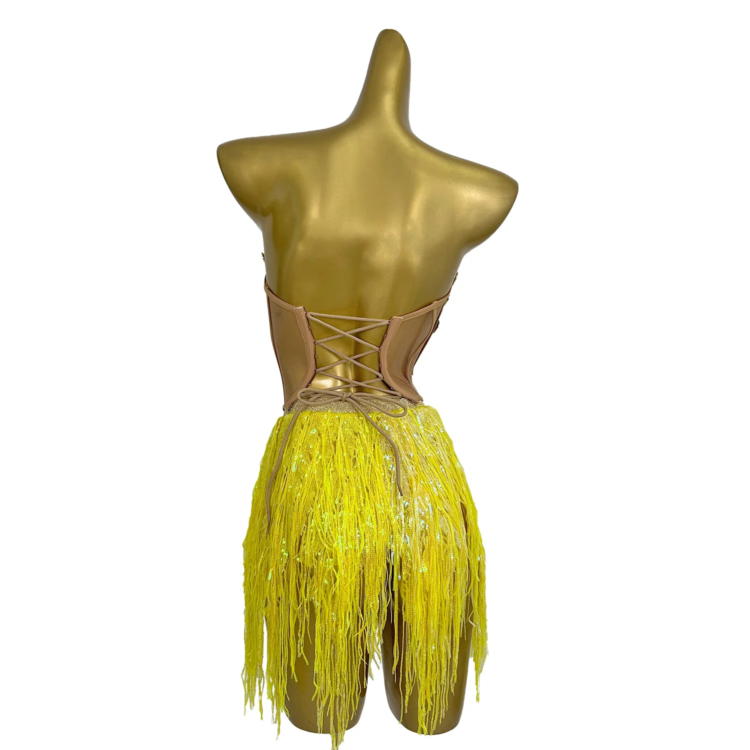 Fringe 2 Pcs Set Dress Design Dance Costume Women Birthday Party Night Club Stage Wear Sparkly Crystals Sexy Drag Queen Liulian