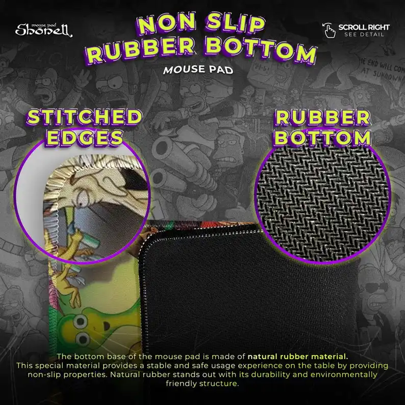 لوحة ماوس The Simpsons - تصميم ملون من Springfield Collage، حصيرة مكتب الألعاب، ديكور Homer Bart Lisa، هدية كرتونية