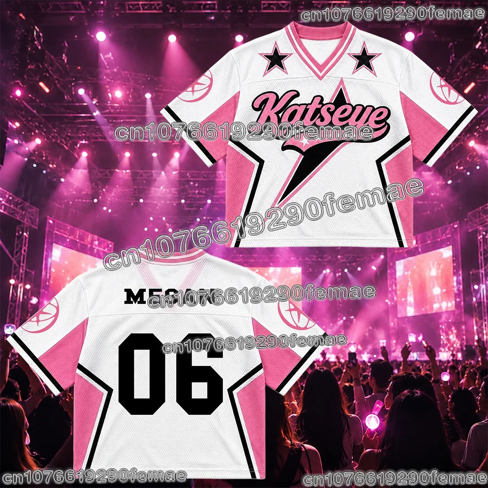 New KATSEYE Concert Jersey Fan T Shirt Kpop Summer Fashion Streetwear Casual Short Sleeve Fan Gift Kids Adults Men Women Unisex