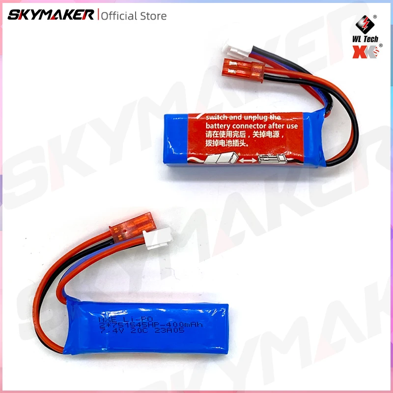 Wltoys Original Lipo Battery 7.4V 400mAh 20C 1/28 RC Car Lipo Battery For 284161 284010 284131 K969 K989 Parts 2S Charger