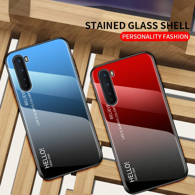 Oneplus 8 Nord AC2001 AC2003 5G Case Gradient Tempered Glass Back Cover Hard Case For One Plus Oneplus 8 Nord 5G Shell Protector