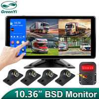 GreenYi 10.36 Inch 4CH Split Screen Blind Spot BSD Alarm Onboard DVR Video Recorder Monitor 170°AHD1080P Camera for RV/Truck/Bus