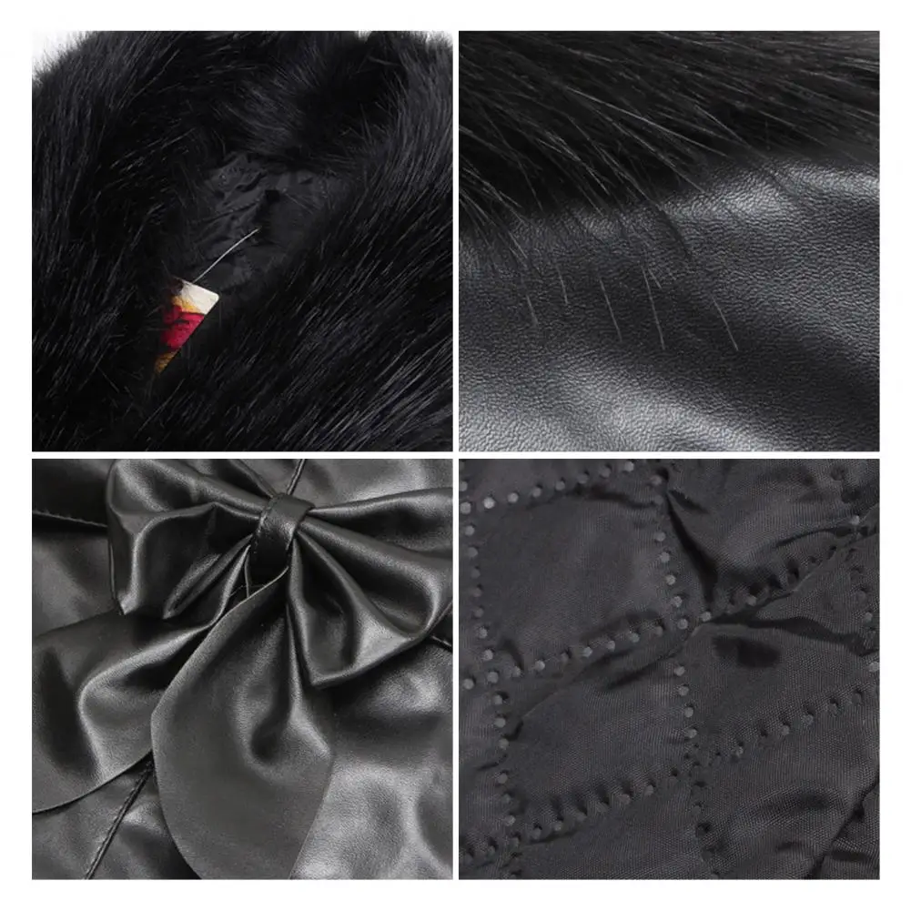 Slim Fit Women Vest Women Faux Fur Vest Women’s Faux Leather Vest with Faux Fur Collar Moto Biker Jacket Thick Fall Winter