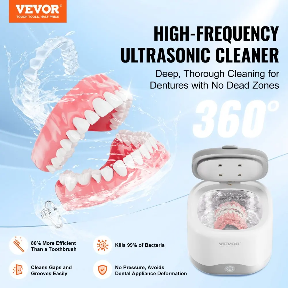 VEVOR Ultrasonic Cleaner for Dentures Retainer Cleaner Machine with UV Light 30W Cleaning Machine