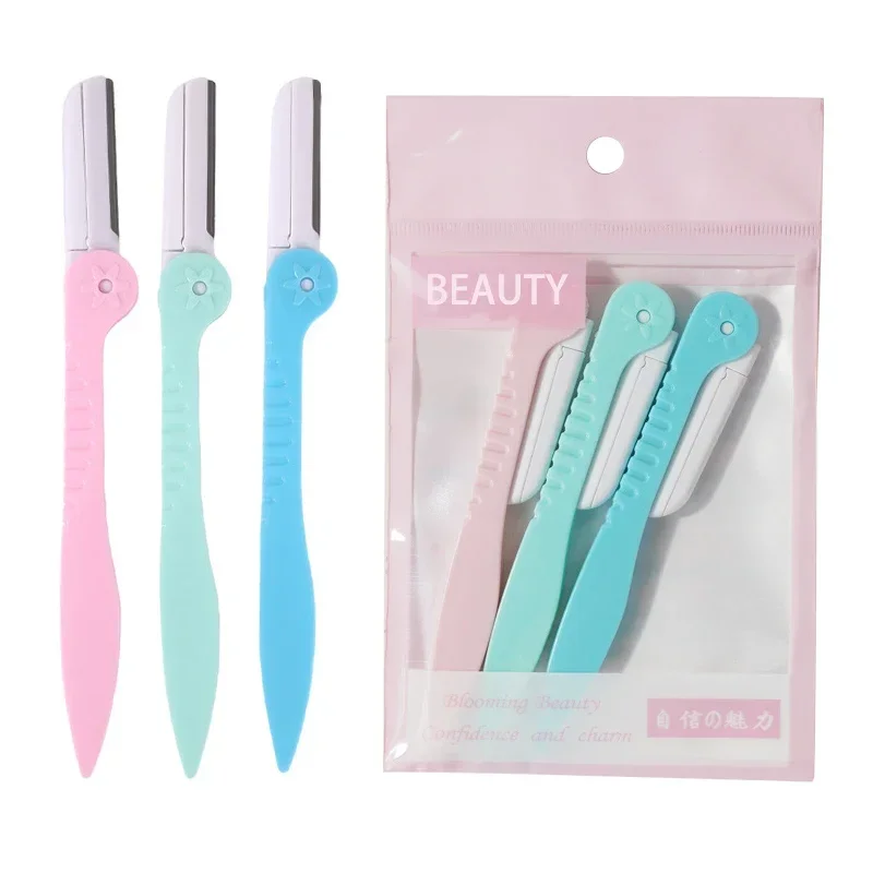 Rasoir à lame anti-rayures pour femme, tondeuse à sourcils pliable sûre, outils de maquillage, rasoir pour le visage, 1 pièce, 3 pièces