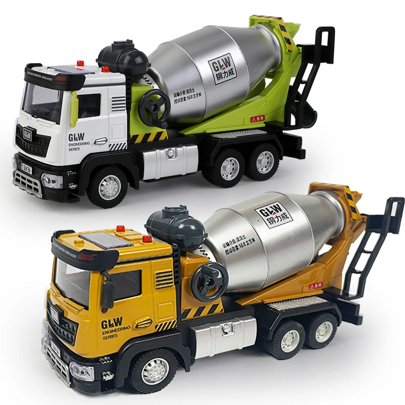 1:40 Vehículo de ingeniería Camión de transporte Mezclador de cemento Simulación de retroceso Iluminación y sonido Diecasts Juguetes Vehículos para niños