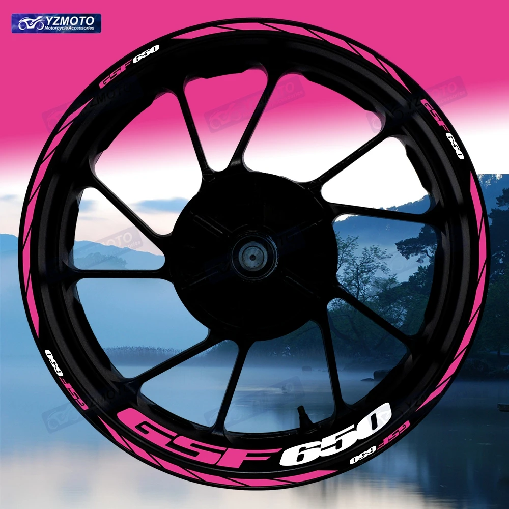 For GSF650 GSF 650 Motorcycle 17 Inch Front And Rear Wheel Sticker Hub Decal Reflective Waterproof Decorative Rim Stickers
