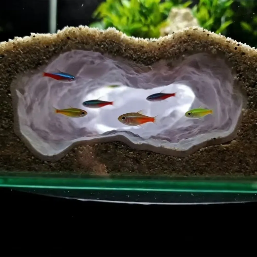 Highly Simulated Aquarium Fish Tank Nature 3D Printing Landscape Rock Cave Reptile Shelter Fish Shrimp Reproduction Hideout