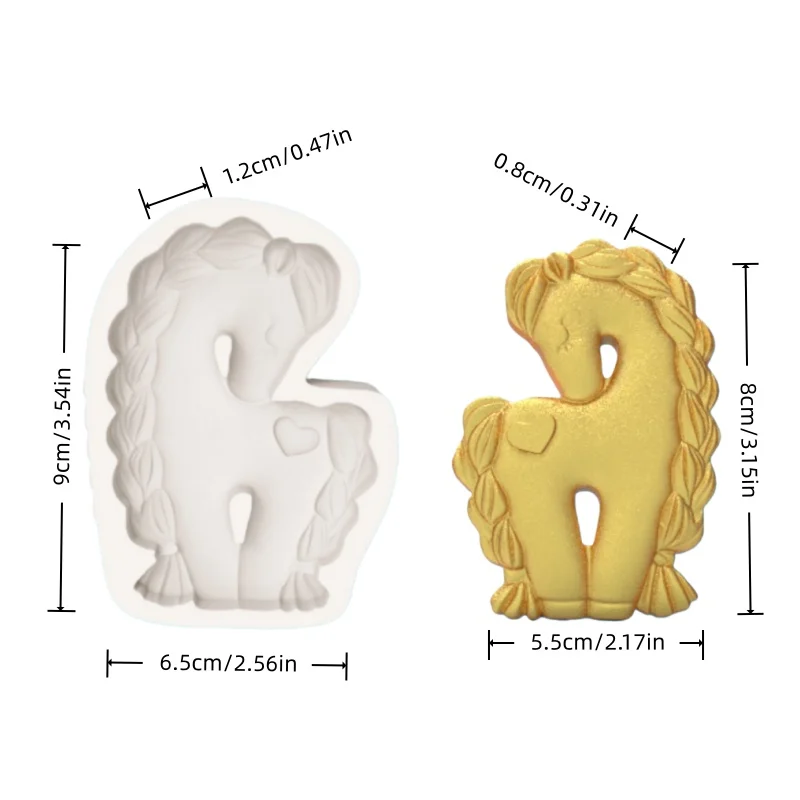 Braided Pony Mold, Braided Mane and Bell Tail Decoration Design, Silicone Mold for Baking Decoration and Fondant Chocolate Making