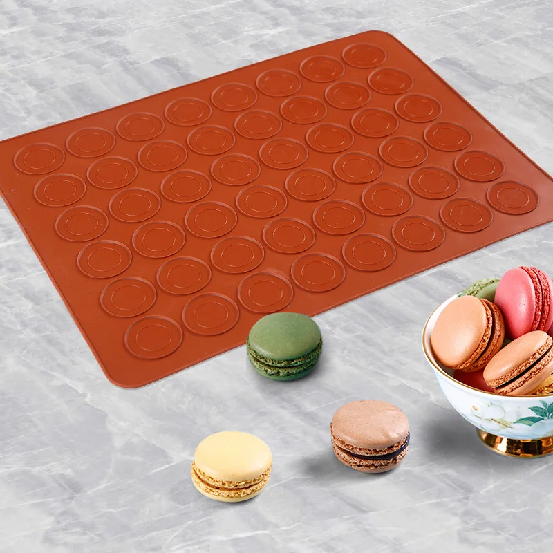 Cake Mould 48-hole Macron Silica Gel Cake Mould Anti-slip Anti-scald Multi-function Chocolate Color Baking Mat dh2145