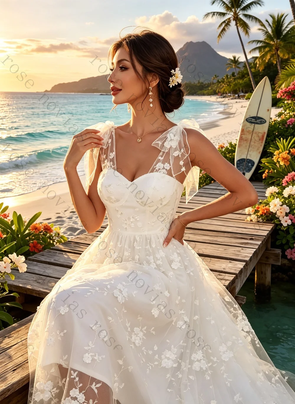 Customized Vintage Lace Brown Long Dresses 2026 Sweetheart Chiffon Ruffled Sleeveless Mini Wedding Gown Suitable for Parties