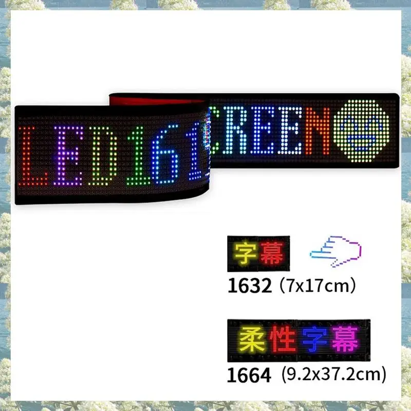 Nuovo pannello pixel LED, modulo LED flessibile USB 5V Display di animazione testo a scorrimento RGB, APP Bluetooth, 16X32 LED 7X17 cm Durevole