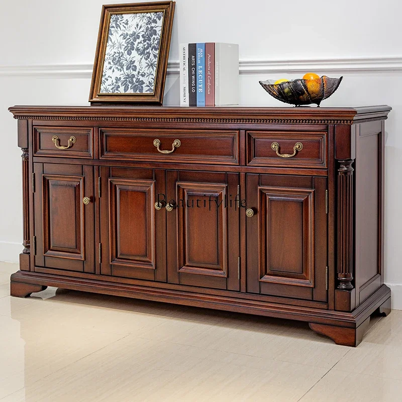 

yj19 American Black Walnut Sideboard Cabinet Living Room Bedroom Multi-Functional Drawer Storage Cabinet