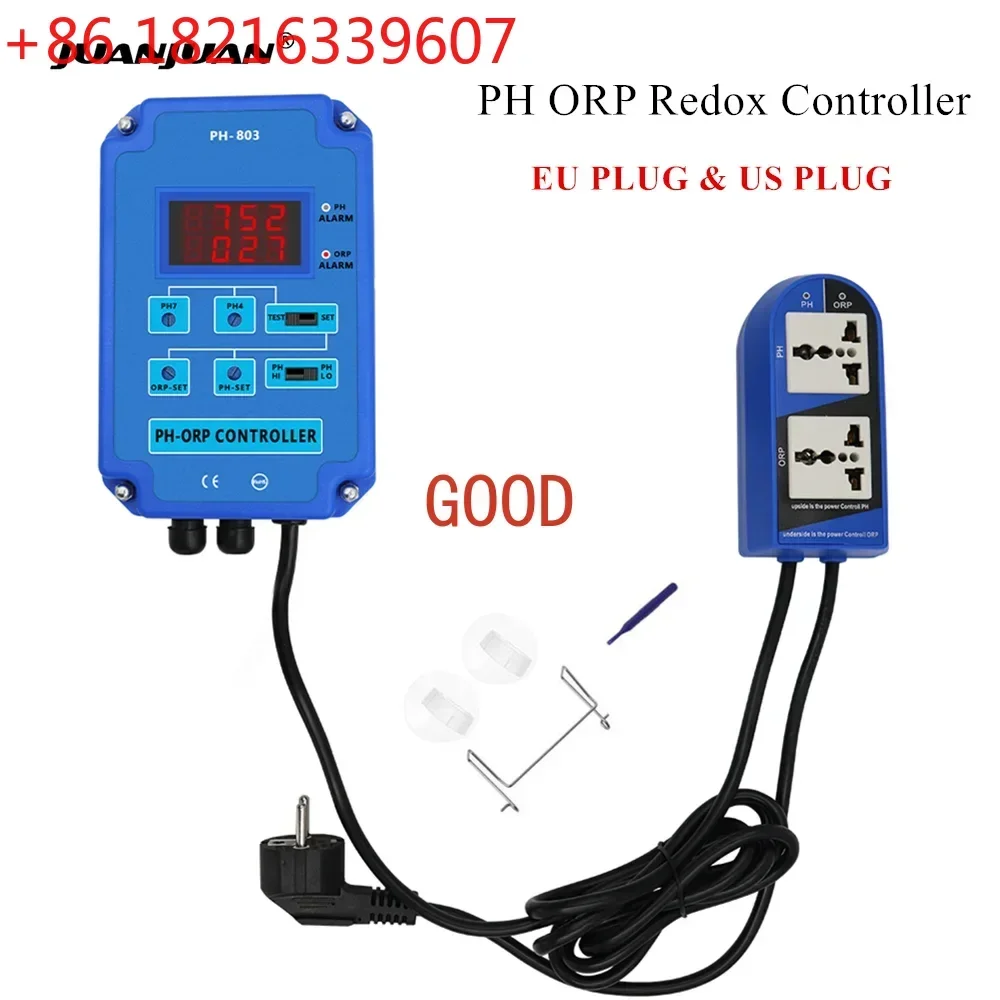 TAO 2 in 1 Controller Monitor Digital pH ORP Redox with Output Power Relay Control Electrode Probe BNC for Hydroponics Plants