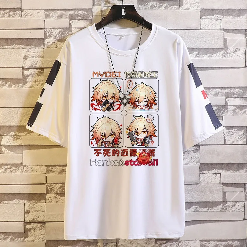 

Anime Game Honkai: Star Rail Cosplay Mydei Aglaea Women Men Summer Polyester Loose Top Short Sleeved T-shirt Carnival Costumes