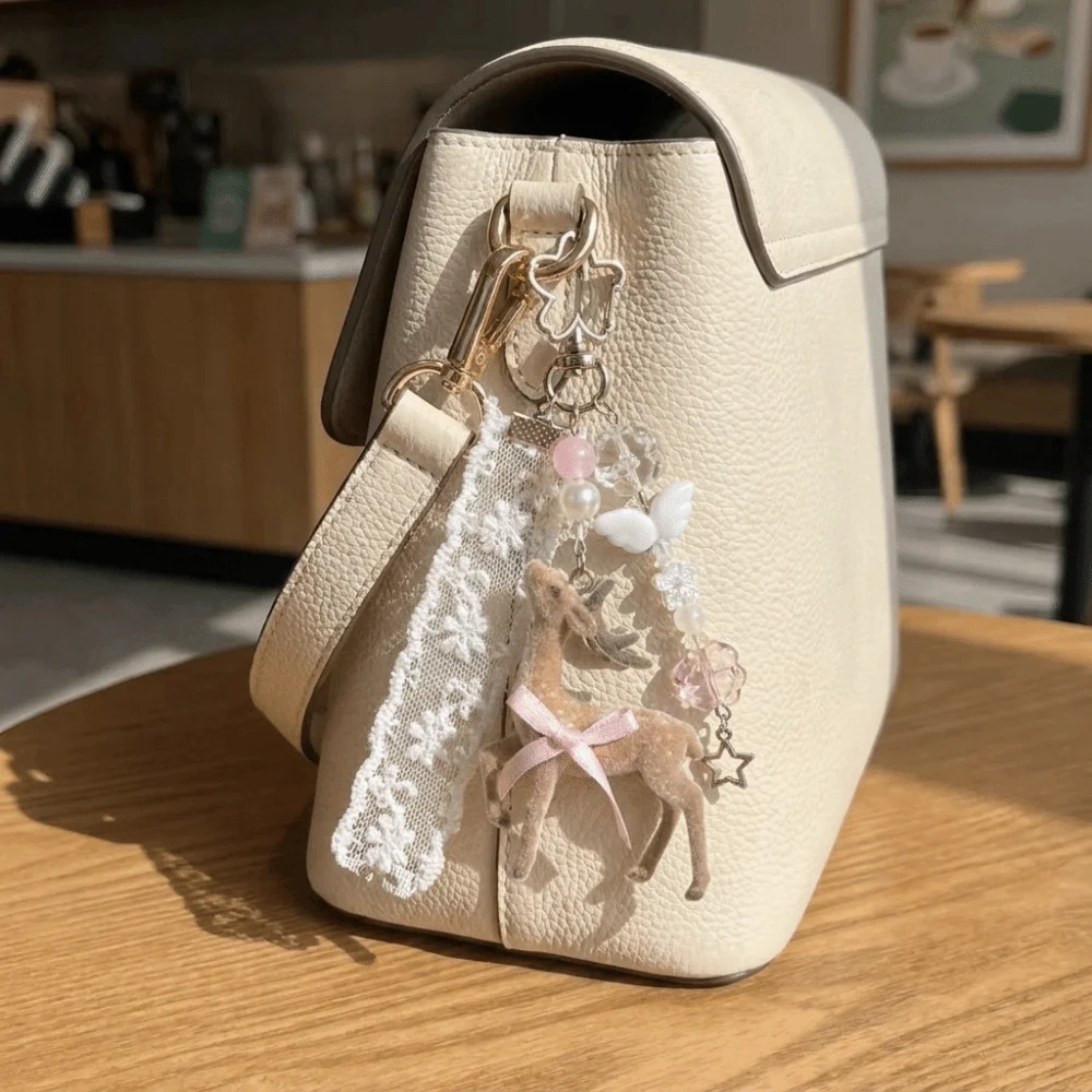 New High Quality Portable Versatile Portable Christmas Elk 3D Handmade Deer Keychain Korean Style Bag Pendant Christmas Gift