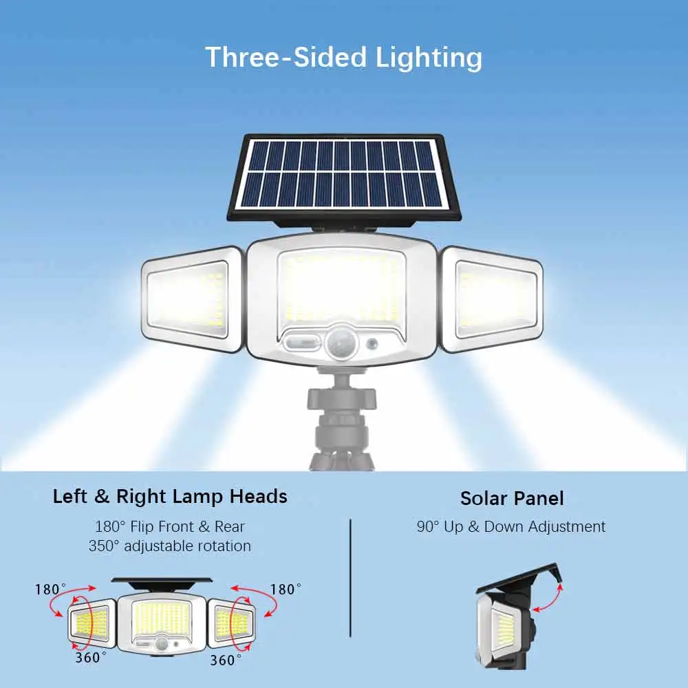 

3‑Head Solar Octopus Light Three‑Sided Lighting Flexible Octopus Tripod Wrap / Stand / Clamp 3 Lighting Modes Sensitive Motion