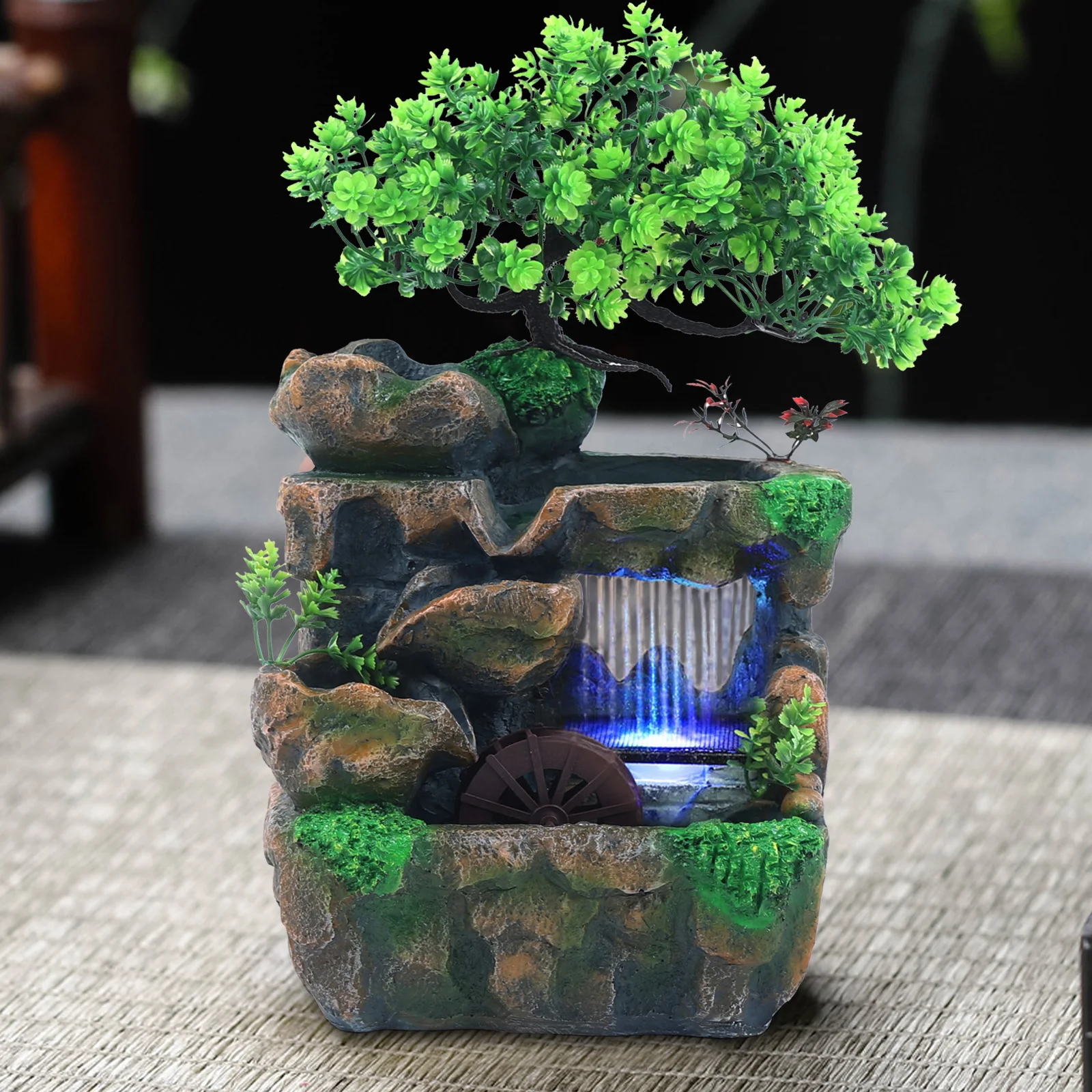 Artificial Waterfall Indoor Desktop Fountain with LED Lighting Colour Changing Fountain For Room Decor