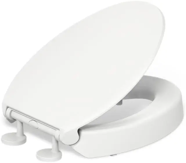 

3" Elevated Soft Close Elongated Toilet Seat with Quick-Attach Hardware, Comfortable Height for Limited Mobility, White