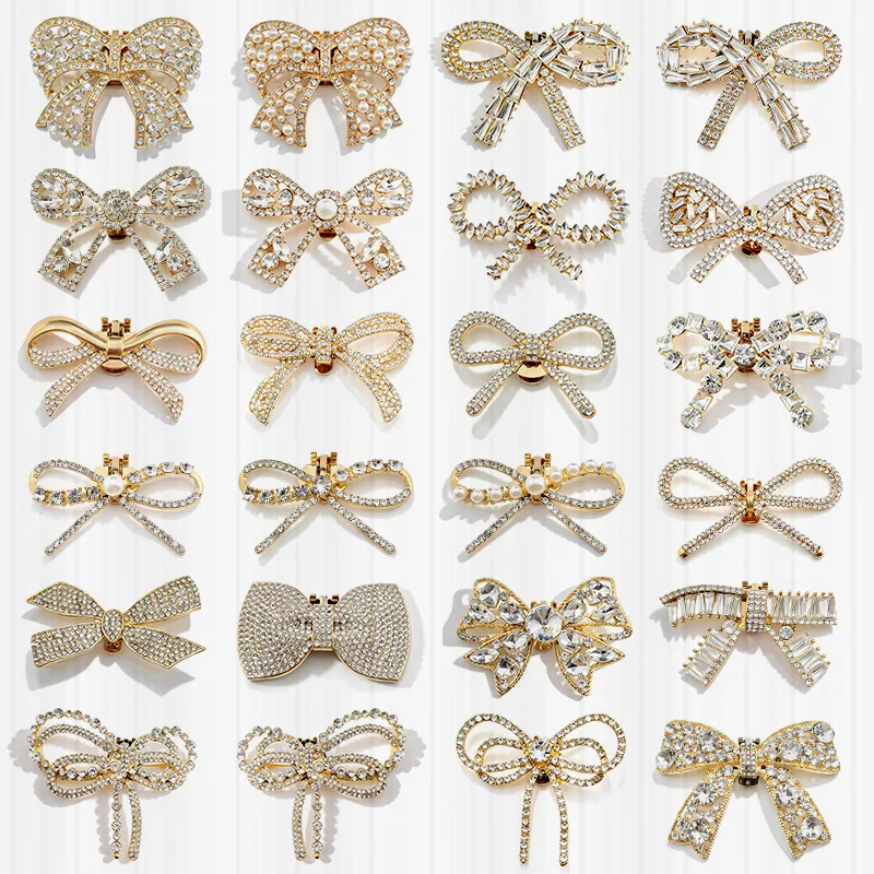 Alloy Multiple Bow, Pearl, Rhinestone, Detachable Clip, High Heels, Wedding Shoes, Toe Accessories, Hardware Shoe Buckle