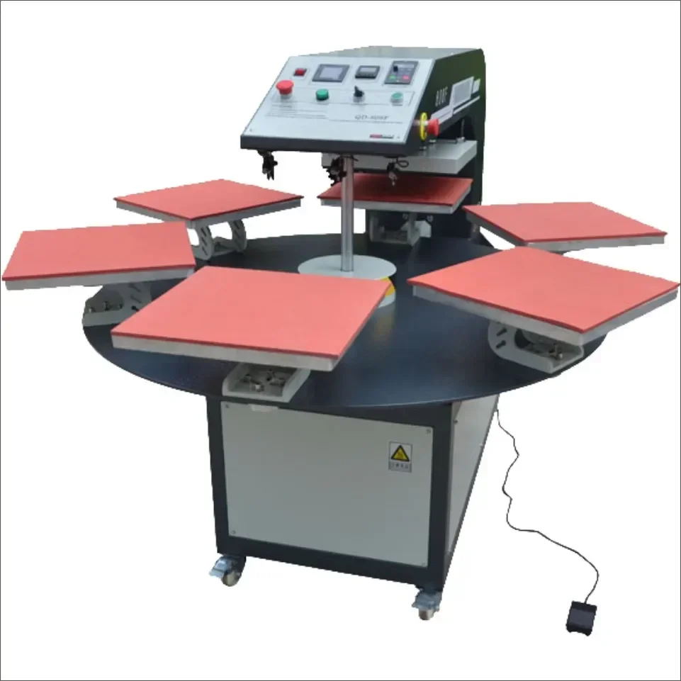 Automatic 4-6worktable Rotary Pneumatic Heat Press Transfer Printing Machine 40x60 60x80 For Industrial Garment T Shirt Fabric