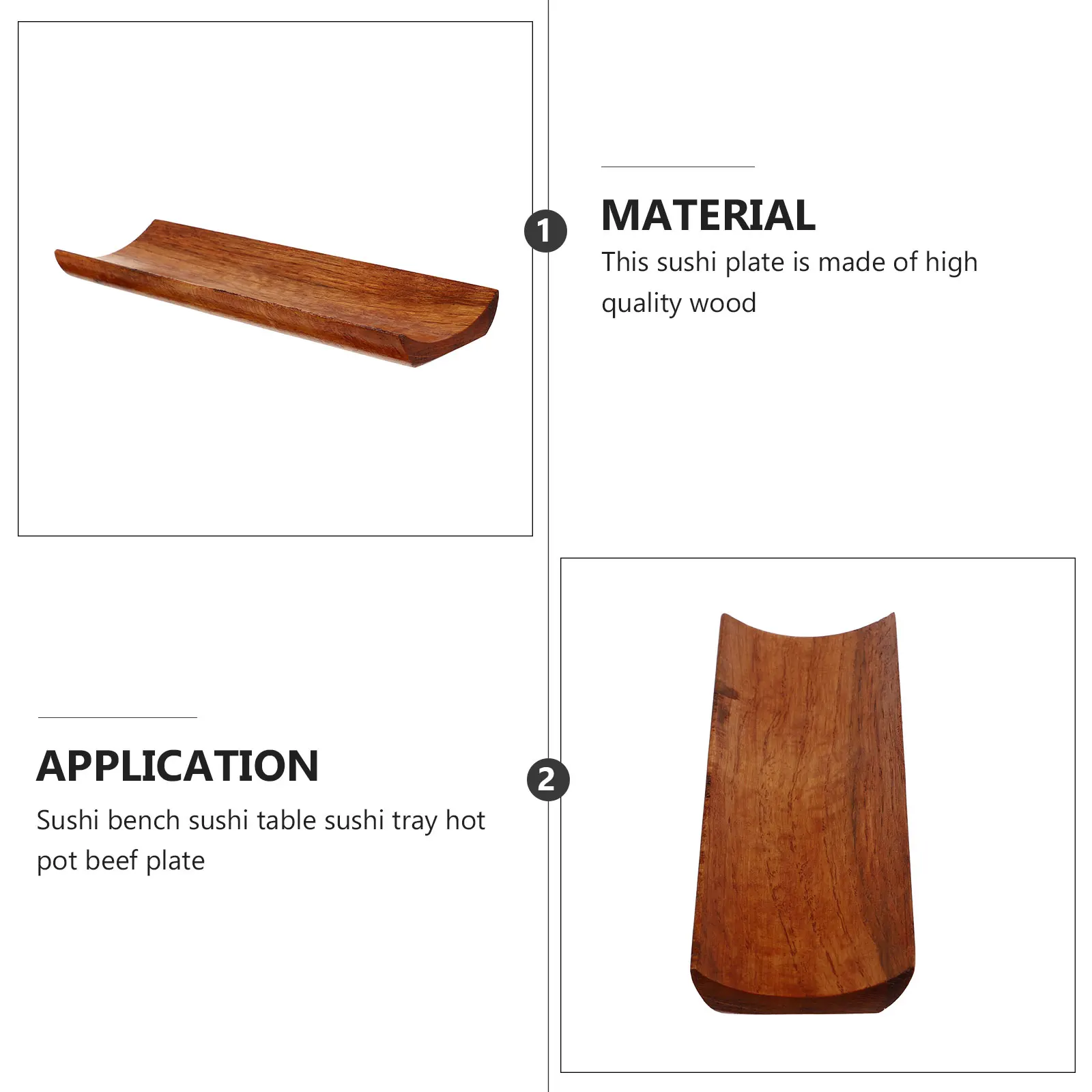 

Wooden Sushi Japanese Style Plate Sashimi Plate Dish Food Serving Reusable Easy Clean Kitchen Restaurant Hotel