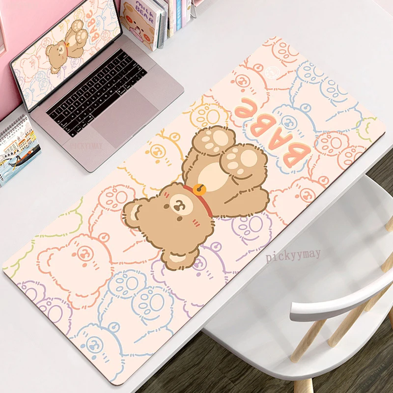 Большой коврик для мыши с милым медведем, аниме-геймерские коврики для мыши, коврик для клавиатуры 40x90 см, настольный коврик Kawaii Pc HD, настольные коврики, фирменный коврик для мыши для подарка