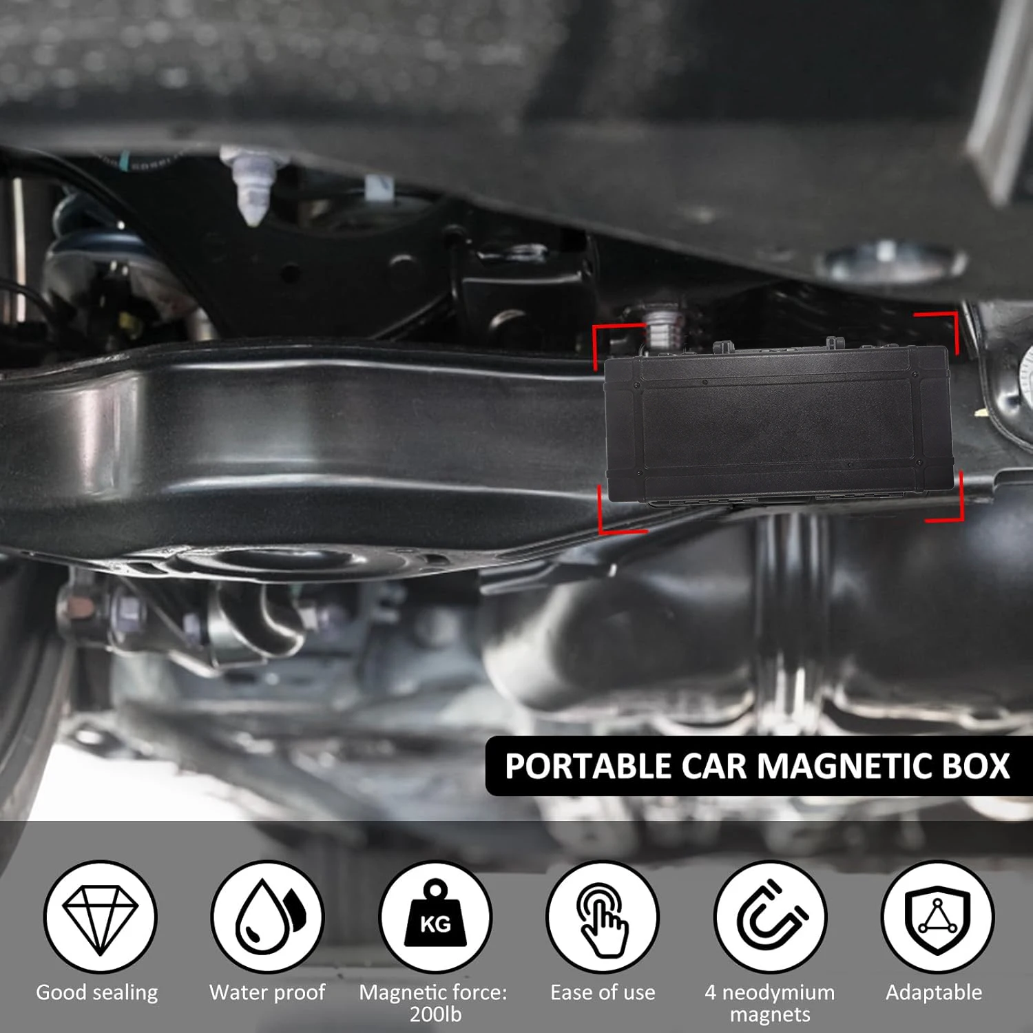 Magnetic Key Holder Under Car Hide Key Box with Strong Magnet Waterproof Magnetic Key Hider Rustproof Magnetic Storage Box