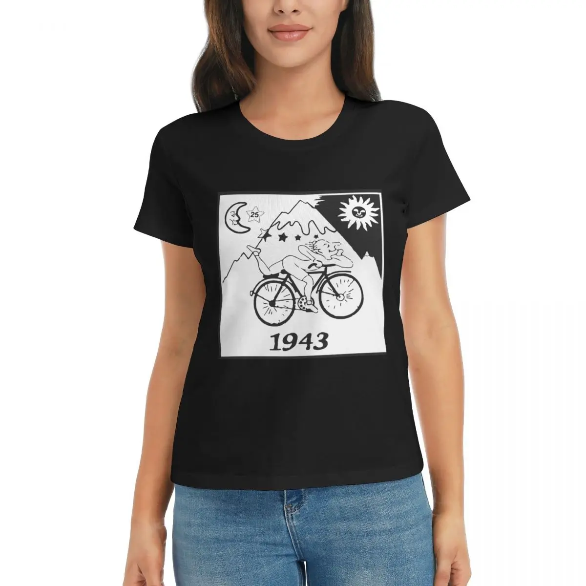Camiseta feminina descoberta de lsd albert hofmann verão manga curta camisetas tripulação pescoço algodão camisetas roupas topos streetwear