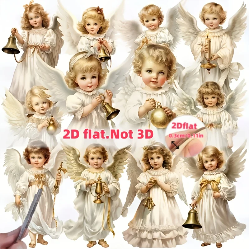 12/24/36 Stück Weihnachten Vintage Holz Weißer Engel Anhänger Frohe Weihnachten Neujahr Anhänger Geschenk Weihnachtsbaum Dekor Zubehör