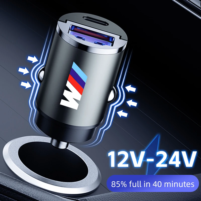 60W Car Charger USB Type-C Fast Charging Cigarette Lighter Accessories For BMW M X1 X3 X5 X6 X7 E30 E90 M3 E84 E83 F25 E91 E60 F