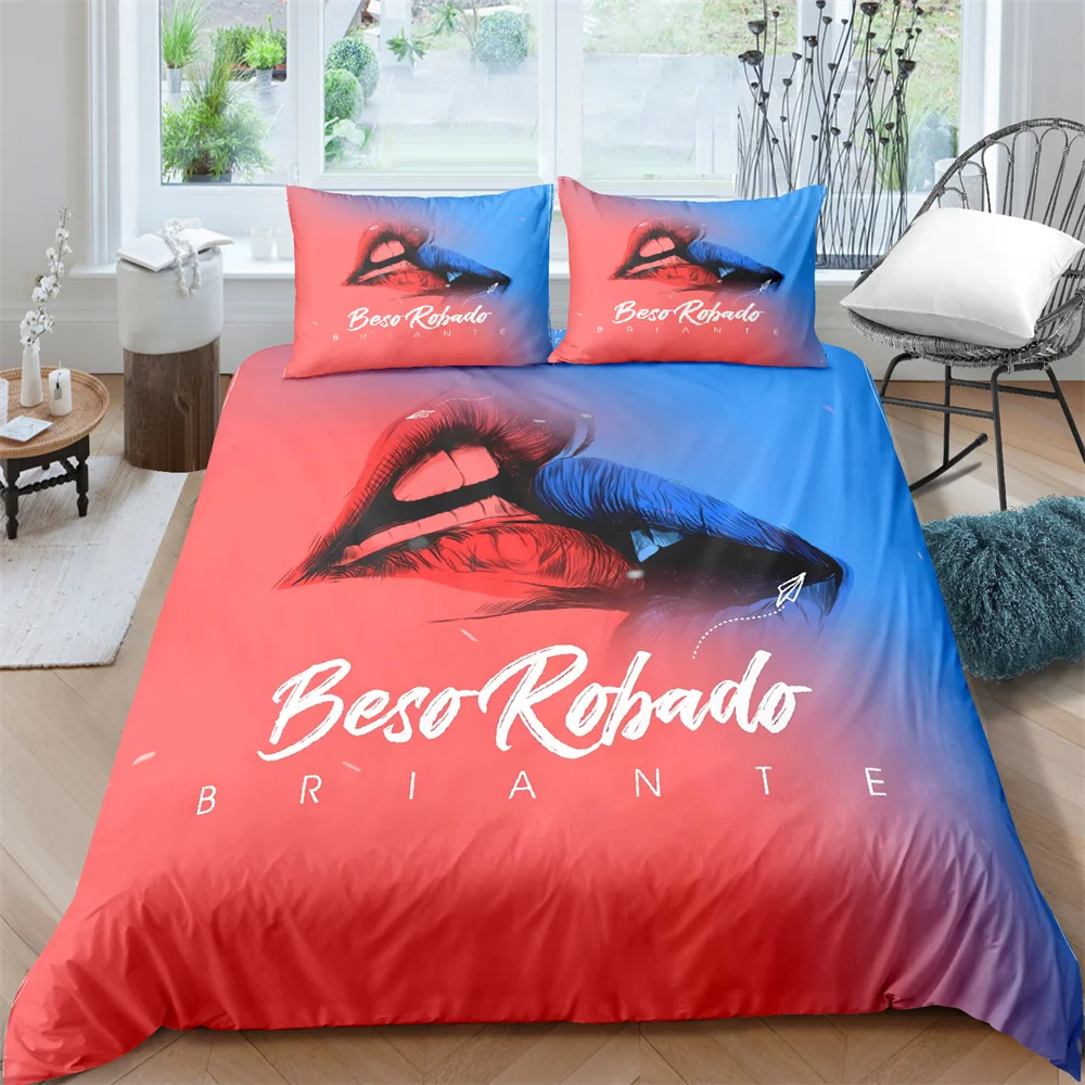 

Комплект постельного белья для девочек Kiss Sexy Lips King Queen, пододеяльник с красным ртом, современный модный пододеяльник, 3 предмета