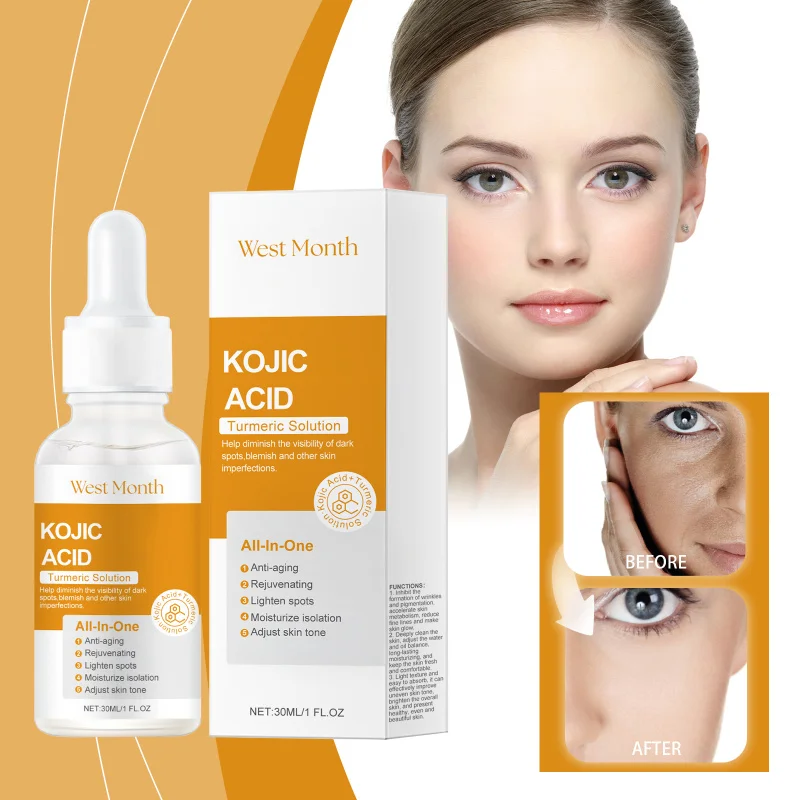 

Turmeric Kojic Acid Serum, Hydrates & Rejuvenates Skin, Natural Radiance Moisturizes, Facial Application Essence For Skincare