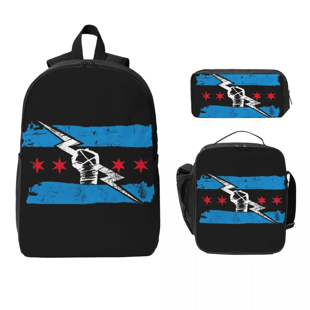 

Cm Punk Logo Backpack Student Boys Girls BookBag School Bag Computer Shoulder Bags 3ps Insulated Lunch Bag Pencil Case