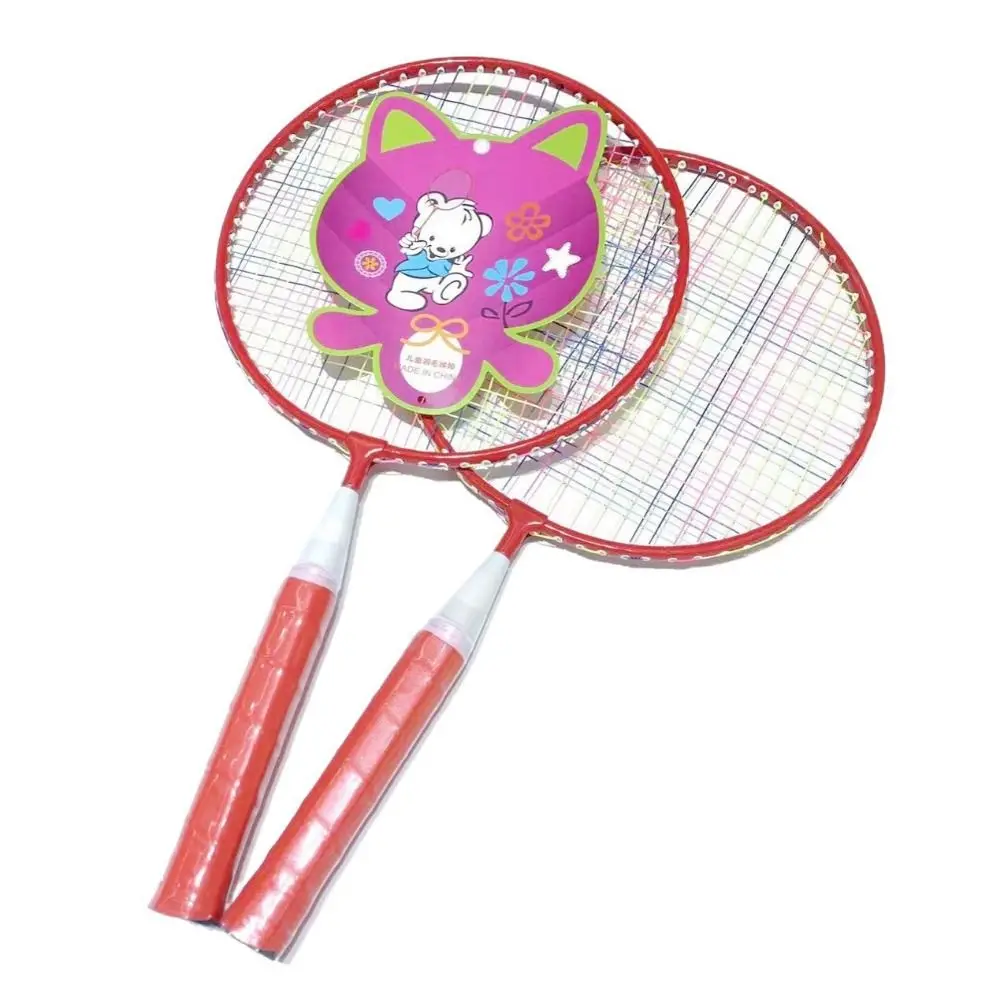 Pink Blue Kids Badminton Rackets Anti Slip with 3 Balls Children's Training Racquets Pen-hold Handle Iron Alloy Double Racquets