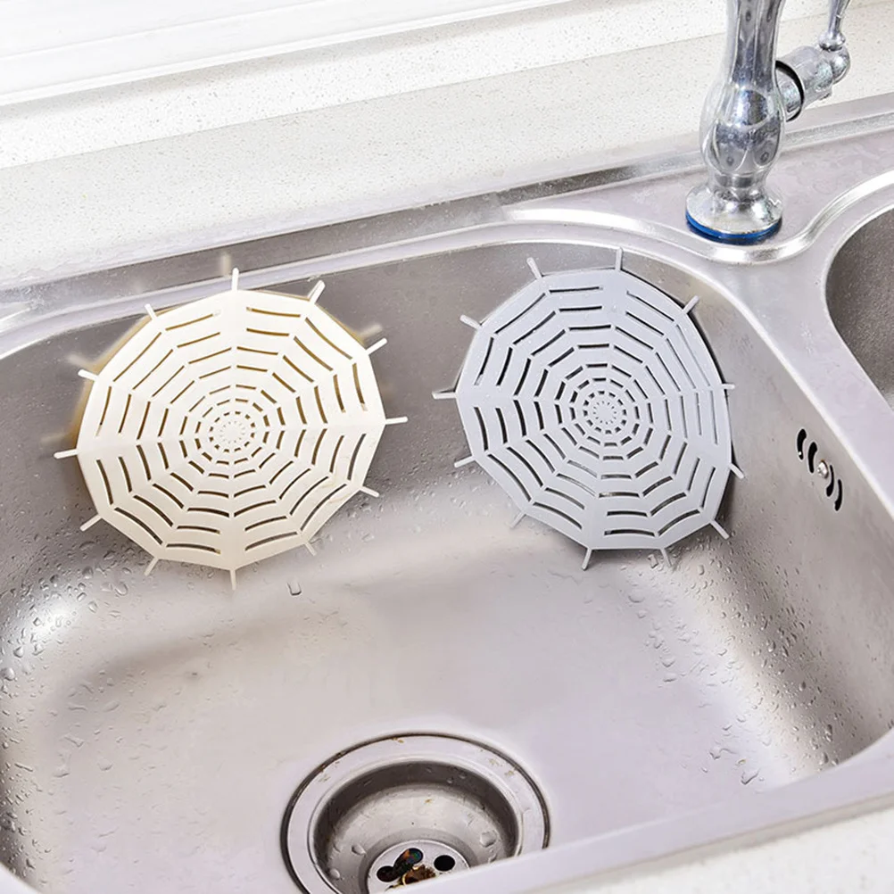 

5pcs Non-Blocking Drain Stopper Spider Web Design Floor Drain Covers For Kitchen Bathroom Laundry Grey Beige Sewer Filters