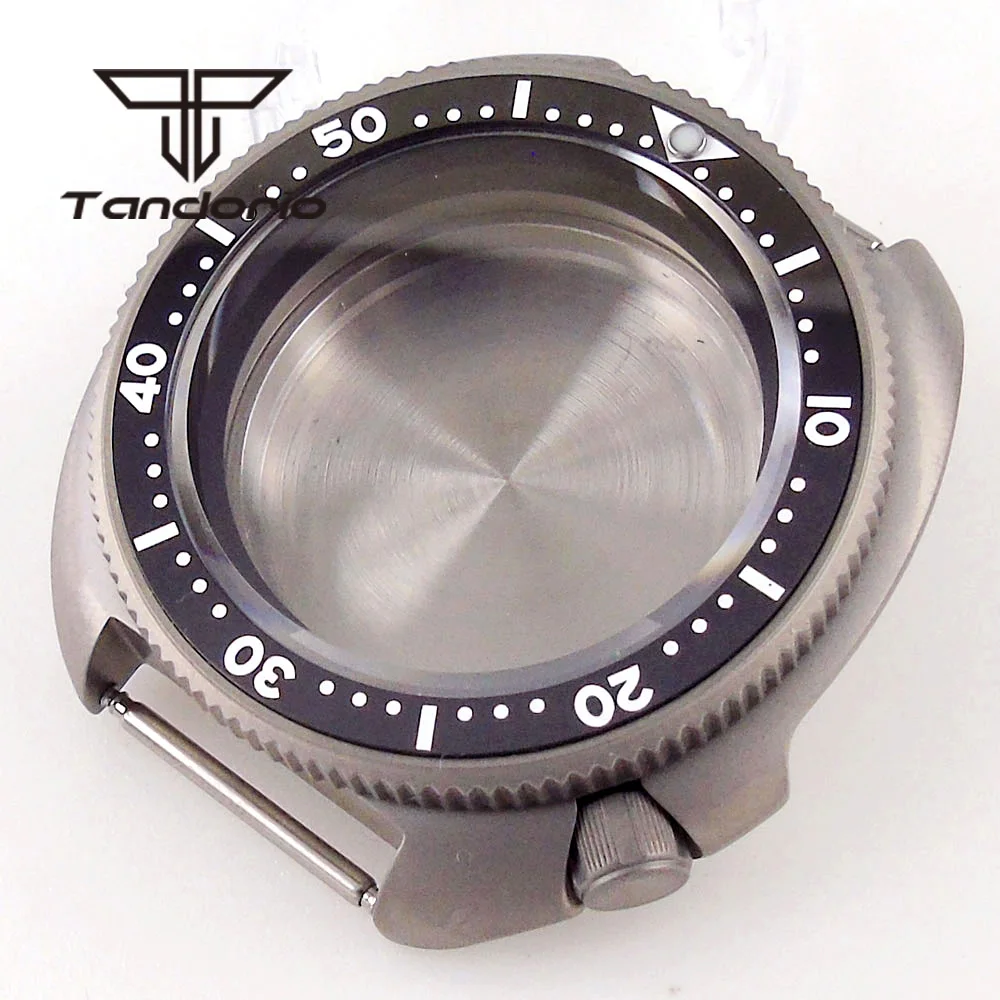 44mm Titanium 200M Dive Watch Case Sapphire Glass Ceramic Rotating Bezel Screw Crown Fit NH34 NH35 NH36 ETA2824 PT5000 Movement