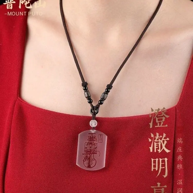 Putuo جبل الطبيعية الأبيض كريستال قلادة 2026 سنة الحصان خمسة اتجاهات إله الثروة محظوظ سحر تميمة الرجال سنة الحياة