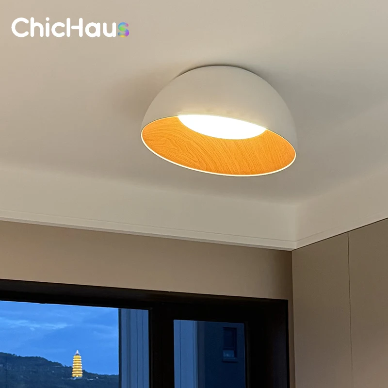 

Nordic Bedroom Ceiling Light Creative Casual Personalized Slanted Wood Grain Japanese Style Master Bedroom Lighting Fixture