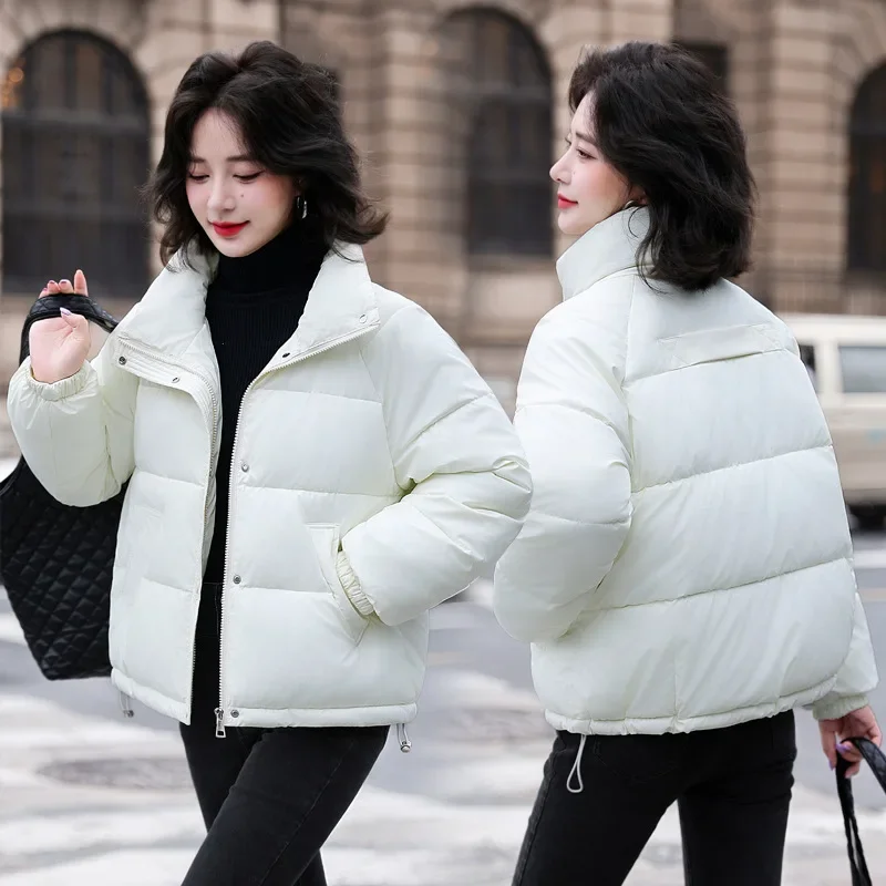 Women Parkas Winter Warm Loose Puffy Coats Cotton Padded Stand Collar Korean Jackets Black Fashion Female Clothes