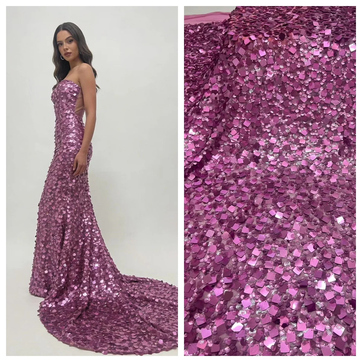 

African Lace Fabric 2026 Luxury French Sequins Lace Fabric Bridal Lace Beaded Fabrics for Nigeiran Wedding Dress Sewing