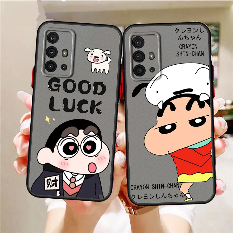 C-Crayon S-Shin-chan Frosted Translucent For Samsung A53 A52 A33 A32 A51 A71 A21S A13 A73 A50 A22 A12 5G Matte Phone Case