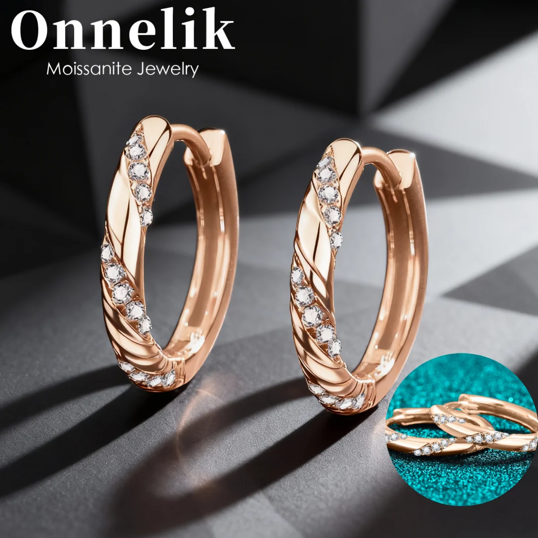 

Onnelik 925 Sterling Silver Moissanite Champagne Gold Plated Earrings for Women Elegant Ear Clips Minimalist Dainty Jewelry Gift